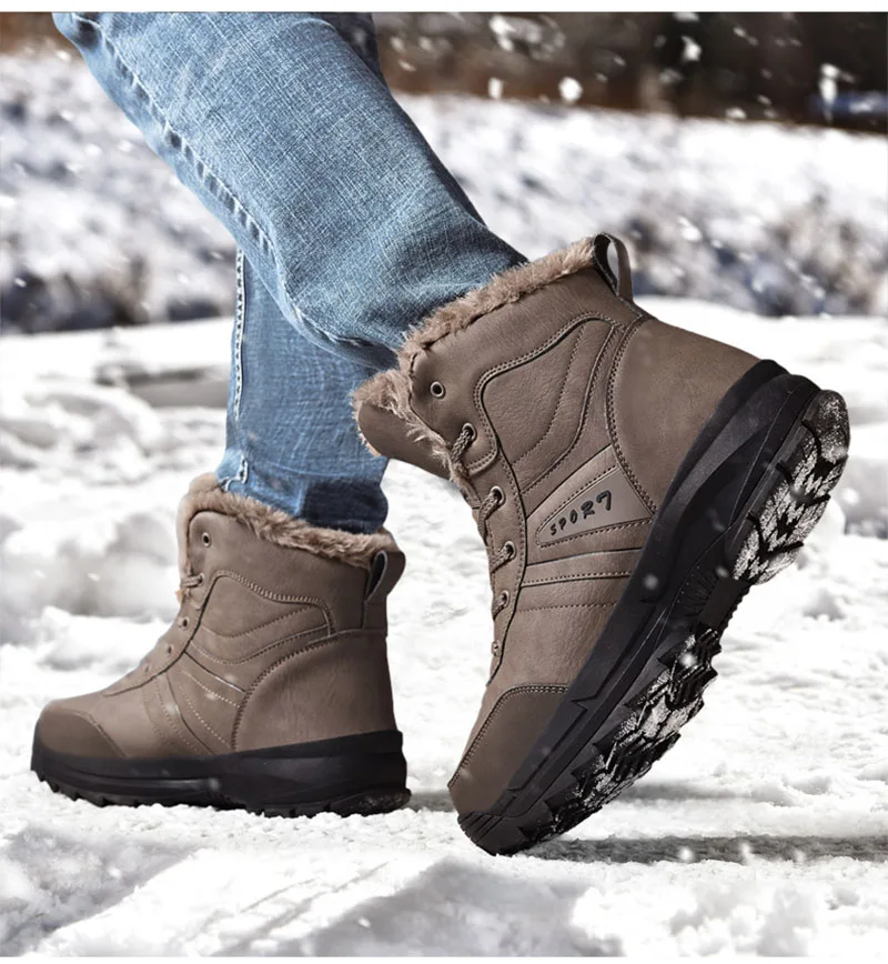 Зимние теплые мужские ботинки для охоты; Удобная Нескользящая походная обувь; кроссовки из натуральной кожи; мужские водонепроницаемые походные ботинки; большой размер 48