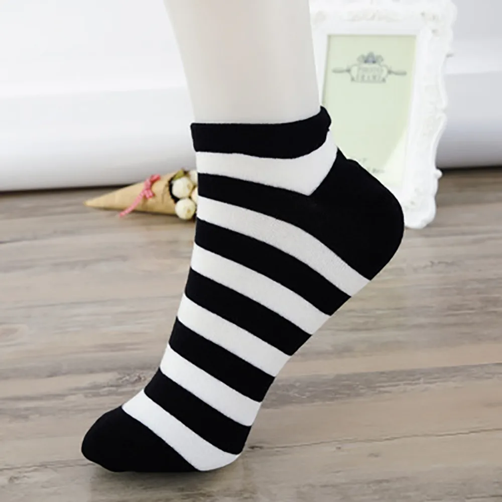 Повседневные носки, 5 пар/лот, унисекс, женские, мужские, удобные черные, белые, полосатые хлопковые носки, короткие носки,# P5