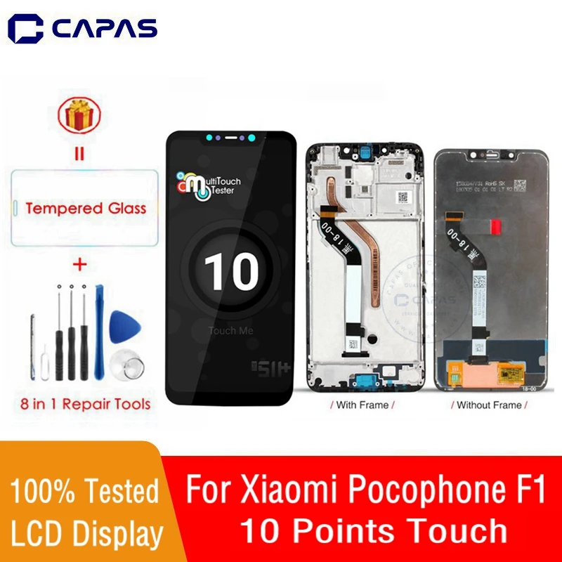 Рамка для ЖК дисплея Xiaomi Pocophone F1 10 дюймов сенсорный экран Poco дигитайзер запасные