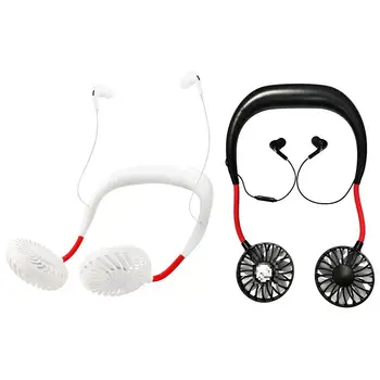 

Bluetooth Edition Wind Neck Hanging Fan with Headset USB rechargeable Micro USB for Office Outdoor Sports For iPhone Huawei