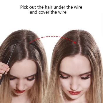 SARLA Natural Synthetic Halo Hair Extensions No Clip In Artificial Fake Ombre Blonde Brown Black Pink Red Wavy False Hair Piece 5