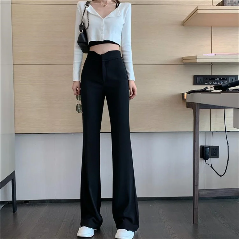 Rimocy 2023 New Straight Wide Leg Women's Pants Korean Style High Waist  Pants for Women Solid Color Loose Suit Trousers Female