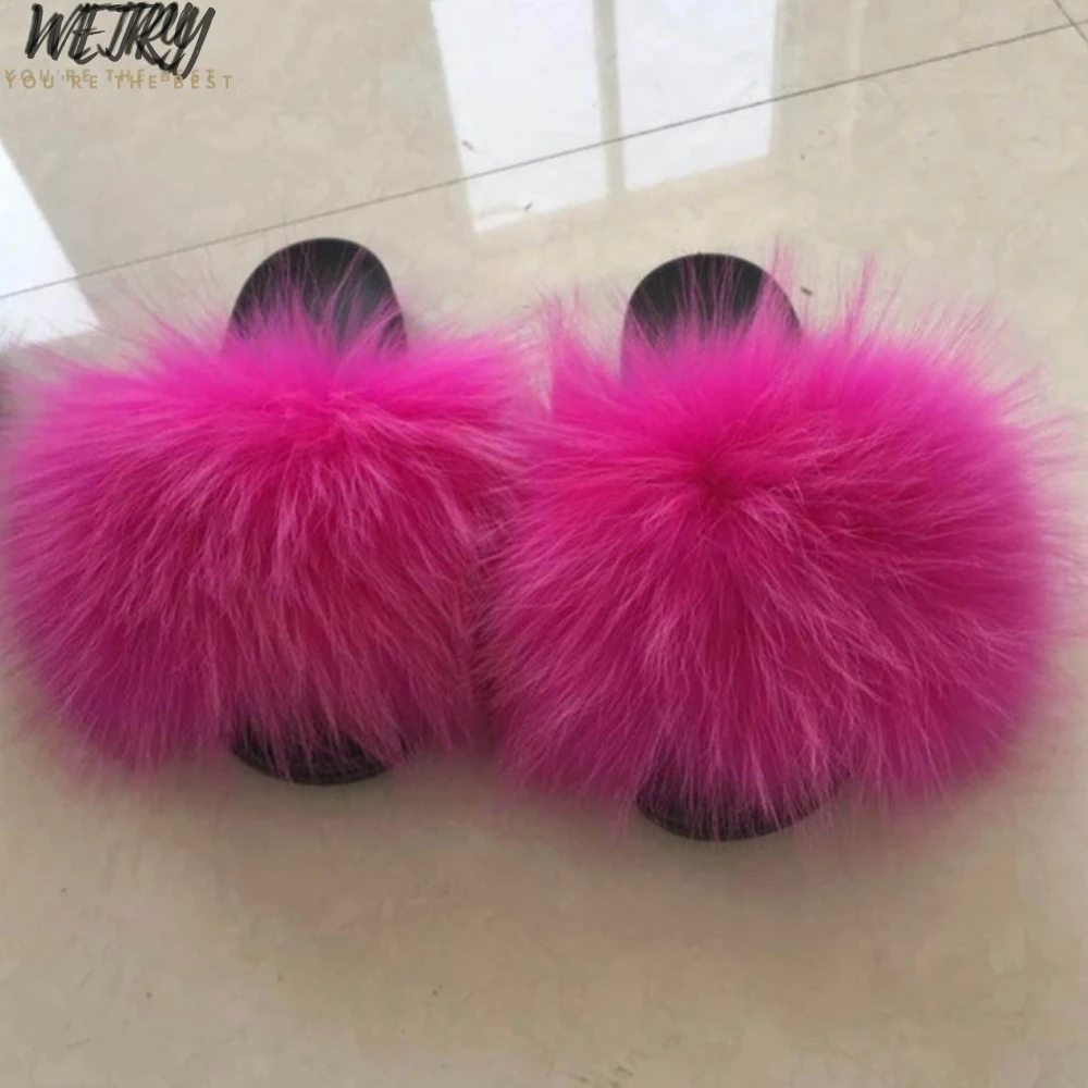 fox fur slippers Г.; летние шлепанцы без задника с мехом лисы; милые плюшевые шлепанцы из натурального меха лисы; Роскошные модные пляжные шлепанцы; размеры 36-45 - Цвет: fox fur slippers