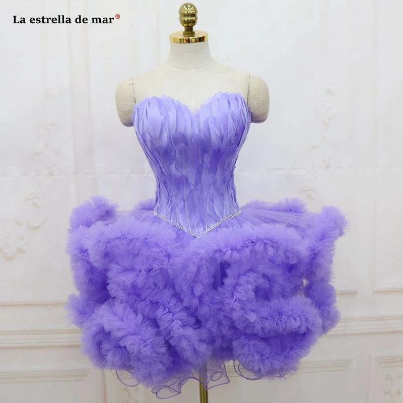 Vestidos de coctel, новинка, Сексуальное Милое Тюлевое бальное платье с лямкой на шее, розовое, черное, лавандовое, фиолетовое Коктейльные мини-платья, платье для выпускного вечера