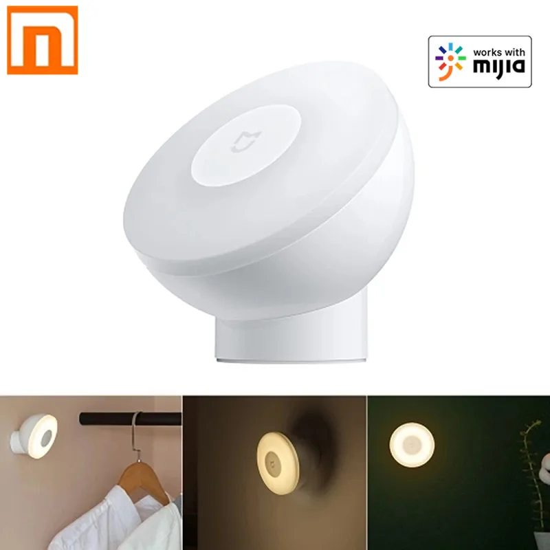 Xiaomi-luz nocturna Mijia, lámpara nocturna de atracción magnética con Bluetooth, Sensor corporal infrarrojo ajustable giratorio 360