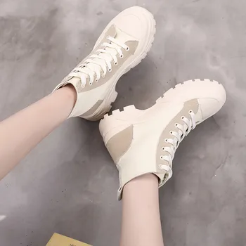 

COOTELILI Boots Ladies Canvas Shoes Woman 2019 Ankle Boots For Women Black And White Basics Multicolor Casual Fashion