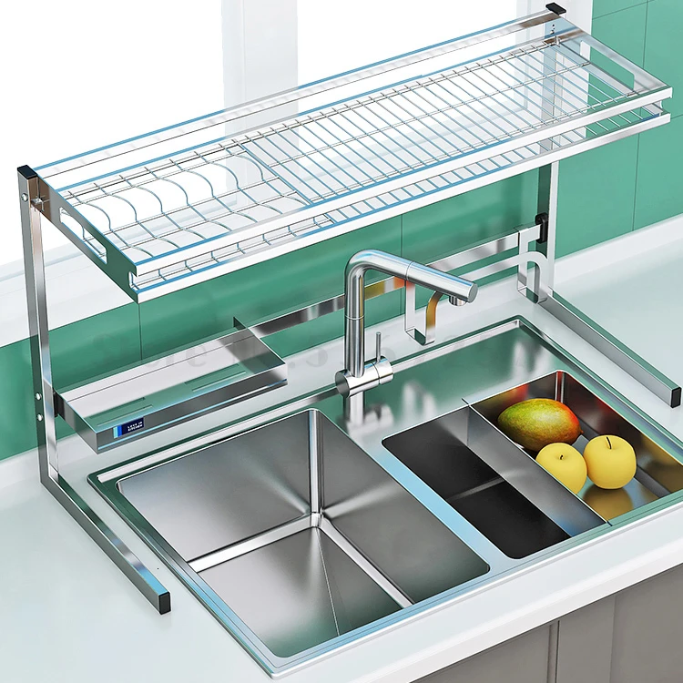

Sink rack 304 stainless steel kitchen bowl rack to collect the water rack above the household washbasin