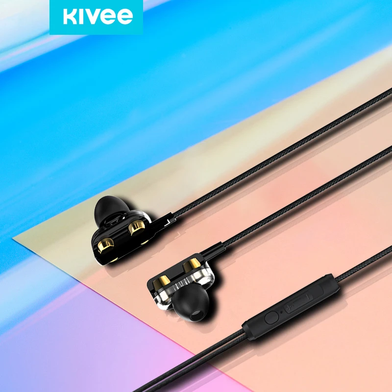 Проводные стереонаушники KIVEE 3 5 мм без bluetooth Спортивная Музыкальная гарнитура с
