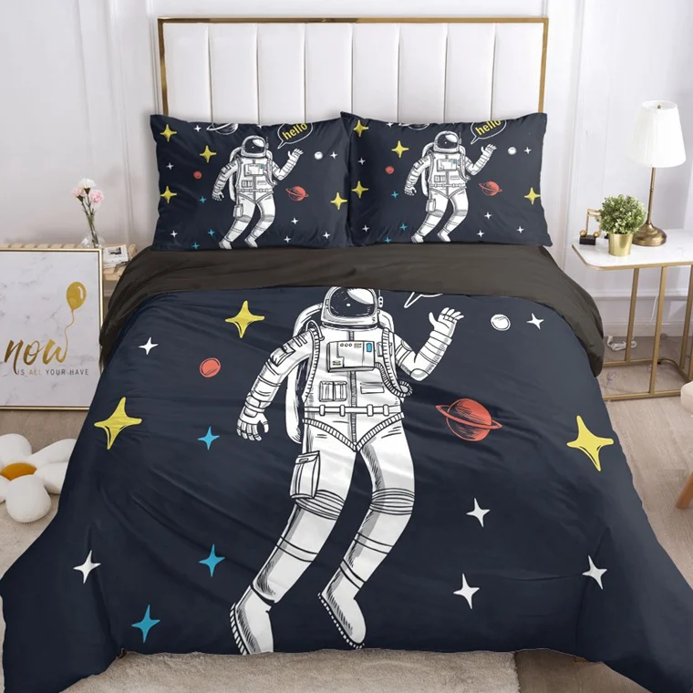 

Cartoon Bedding Set for Boys Baby Kids Duvet Cover Set Pillowcase Comforter Blanket Quilt Cover 3D Bedclothes Space astronaut