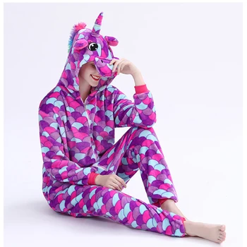

Kugurumi Onesie Adult Women Animal Unicorn Pajamas Flannel Unicornio Sleepwear Onepiece Winter Pijama Halloween Cosplay Pyjamas