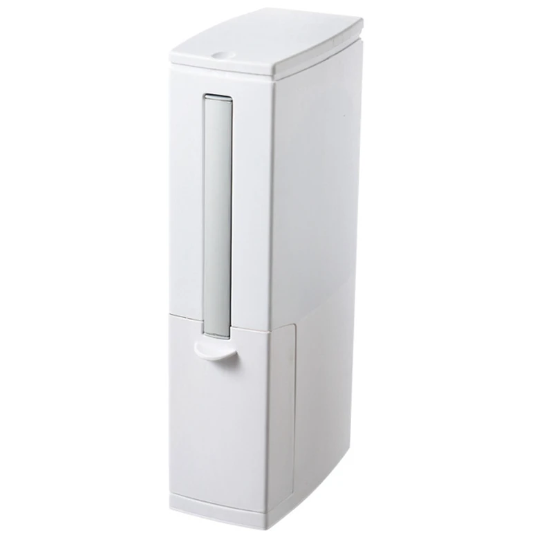 

Bathroom Trash Can with Toilet Bowl Brush Tissue Box Holder Set Plastic Wastebasket with Lid Bathroom Cleaner Tools, White