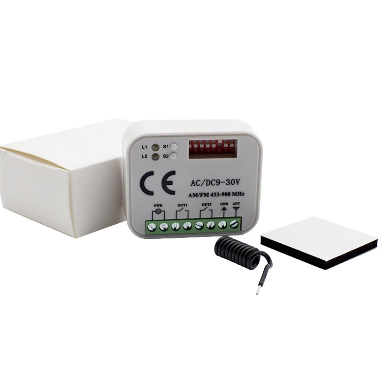 New RX Multi Frequency 300-900MHz Garage Door Receiver 2CH Relay For 433.92MHz 315 433 868 390 MHz Remote Control Transmitter