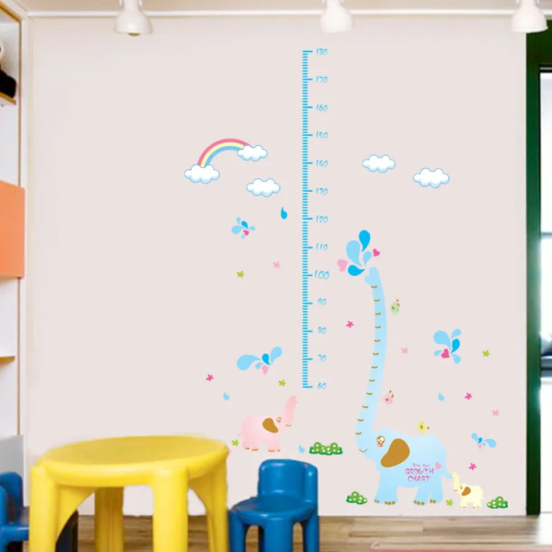 От производителя, наклейки на стену, синий слон, вода, sputing, радуга, наклейки для измерения роста, детская комната, мультфильм, наклейки на стену