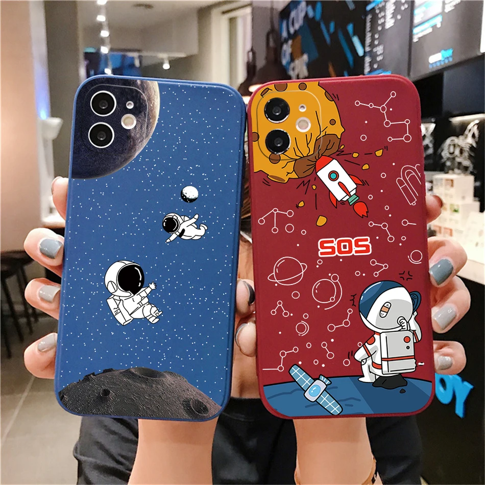 Роскошный мультяшный чехол для телефона с астронавтом iPhone 13 12 11 Pro Max XSMax XR X 8 7 Plus