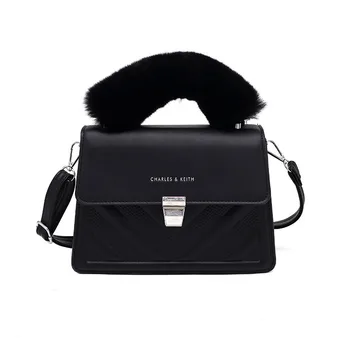 

Women Flap Bag Autumn Winter New Square Bag Fashion Lady Plush Shoulder Bag Luxury Messenger Bag PU Leather Crossbody Bag