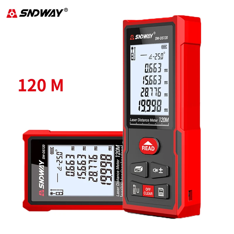 

Sndway Laser Rangefinder Roulette Laser Distance Measure 50m 70m 100m 120m Digital Distance Meter Ruler Lazer Tape Range Finder