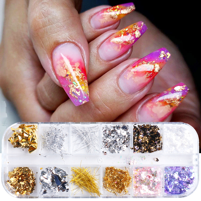 Abalone Shell Nail Art Glitter Natural Sea Shell Slices Nail Charms Flake Powders Shiny Sequins Manicure Design  FBBY