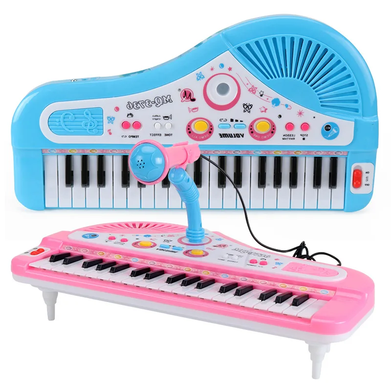  Piano Keyboard Toy 37 Keys Pink Electronic Musical Multifunctional Instruments with Microphone My F