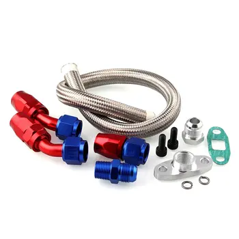 

Turbo Oil Feed Line Turbo Oil Drain Return Line Kit+10AN Fitting/Adapter Turbo Charger for T3/T4/T04E/T70/T60/T61