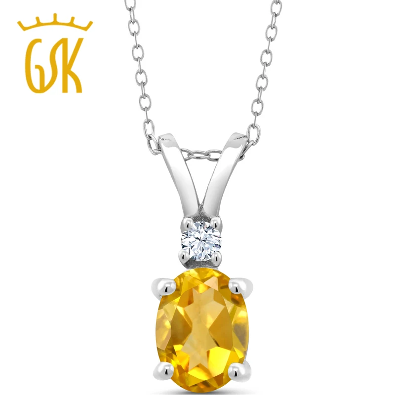 GemStoneKing 1 35 Ct Овальный Желтый цитрин 925 стерлингового серебра кулон для женщин |