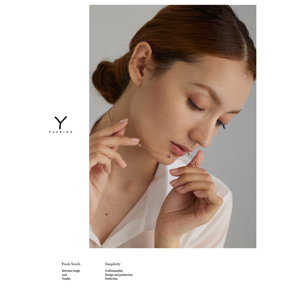 Stainless Steel Chain Necklace Delicate Colorful Cubic Zirconia Collar Necklace - Image 4