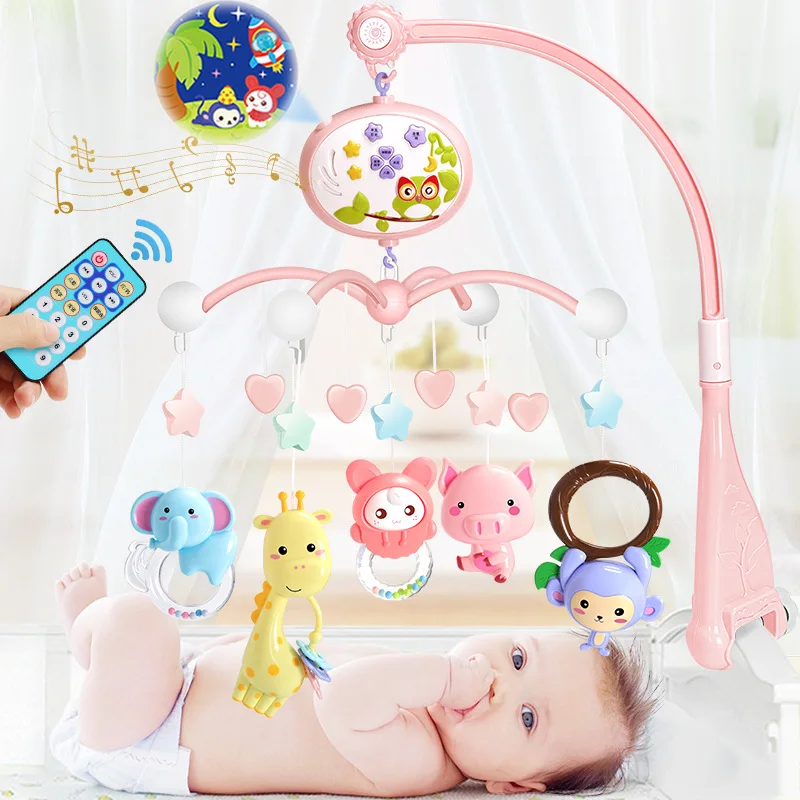 

Baby Bed Bell Owl Music Lights Rotating Projection Remote Control Bed Bell Rattle Toy