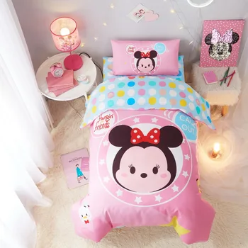 

Disney Pink Tsum Tsum Comforter Bedding set Crib Size for Girls Baby 120*150CM Quilt Duvet Covers 100% Cotton Bedspreads Kids 3D