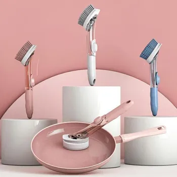 

Dish Washing Brush Dish Bowl Long Handle Pot Brush Kitchen Sink Cleaning Tool Automatic Sponge Dishwasher Brush Washing Brush