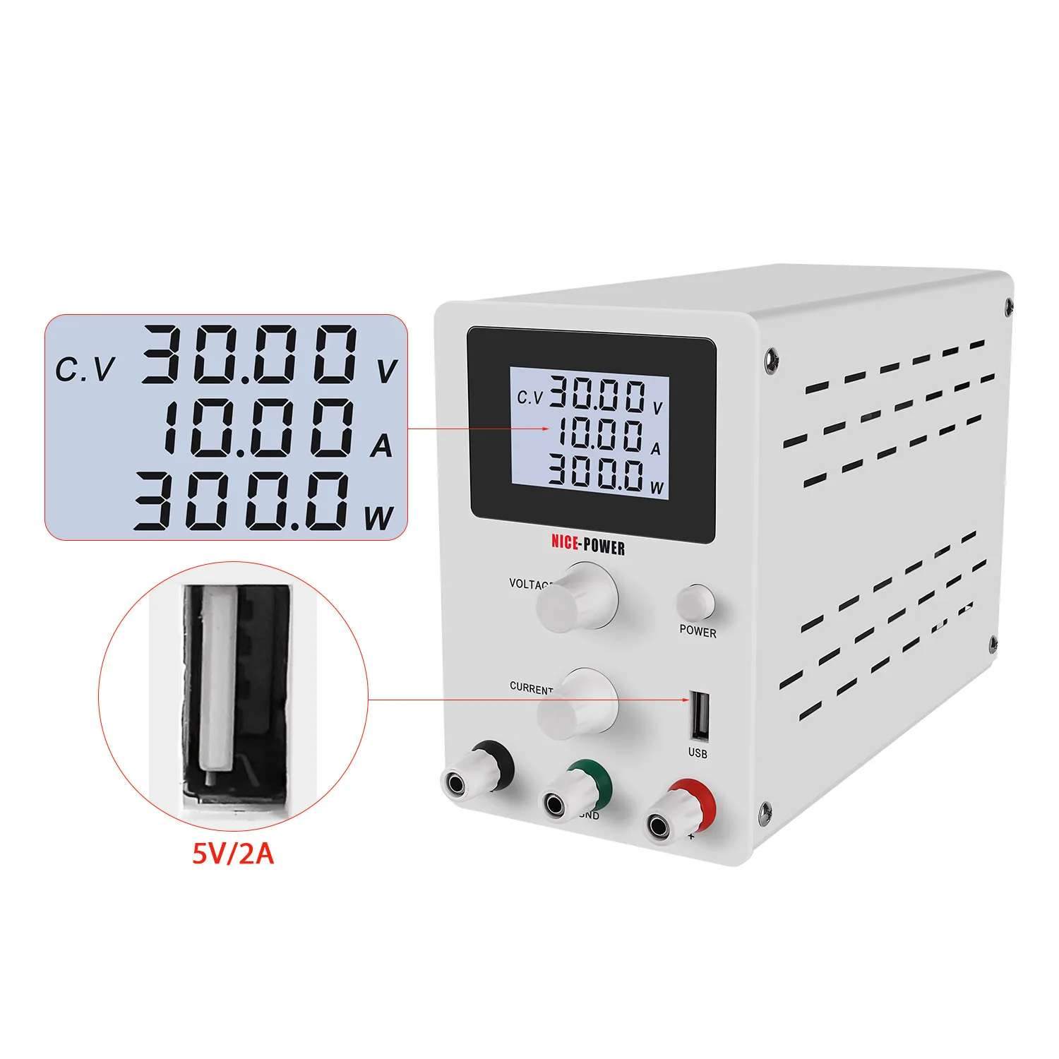 LCD Screen DC Lab Bench Power Supply 30v 10a 60v 5a Adjustable Switching Bench Source Digital Voltage Regulator 0.001A 120V 3A-2