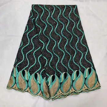 

New Fashion African Bazin Lace Fabric Embroidery Nigerian Bazin Riche Lace Fabric With Hole And Stones For Sewing