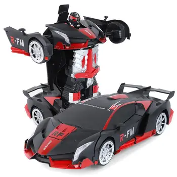 

Transform Car Robot Remote Control Car Robot Deformation Car Model Toy for Children One Button Transformation Action Figure Gif