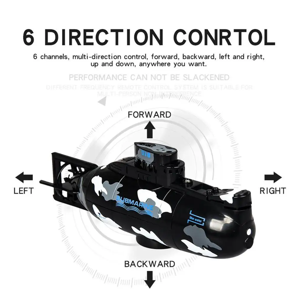 Mini RC Submarine 6CH high Speed Submarine SpeedBoat Remote Control Pigboat One Key diving boat 360degree turn around boat toys 5