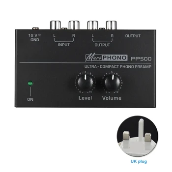 

PP500 Ultra Compact Electronic With Level Audio Stereo Interface Phono Preamp Volume Controls Turntable Preamplifier Portable