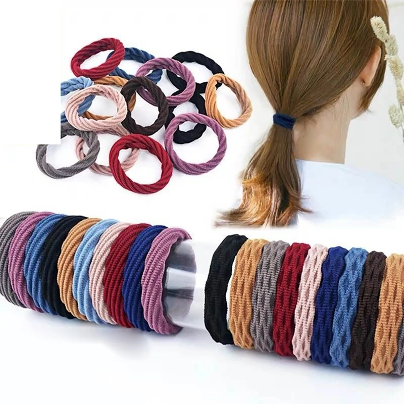 40PCS Women Girls No Crease Hair Ties Cloth Elastic Simple Bands Ponytail Holders Rope Accessories |