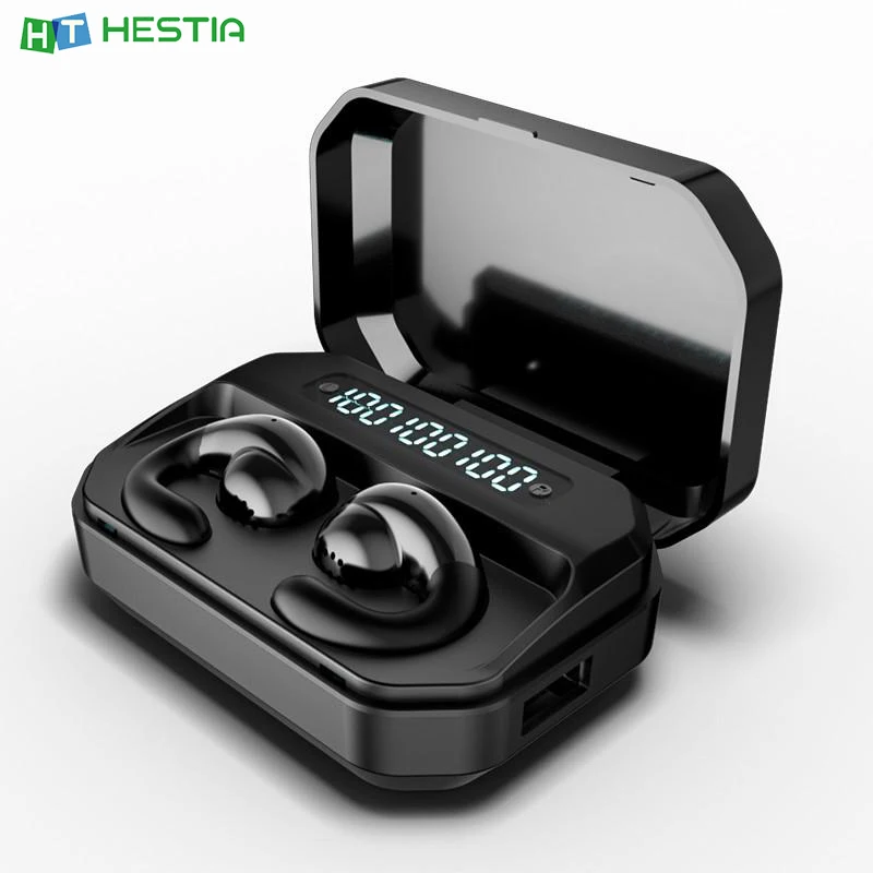 

TW-08 TWS 5.0 Non-ear Ear Button Ear Concept Bone Conduction Digital Display Touch Bluetooth Headset Emergency Charging earbuds