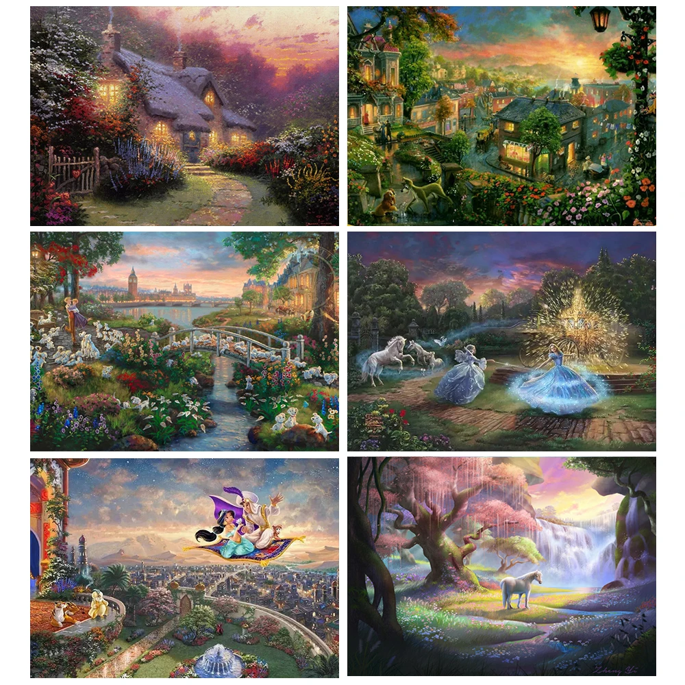 

5D DIY Disney Fairy Tale Art Landscape Painting Full Round Diamond Painting Cross Stitch Kit Mosaic Embroidery Decorative Gift