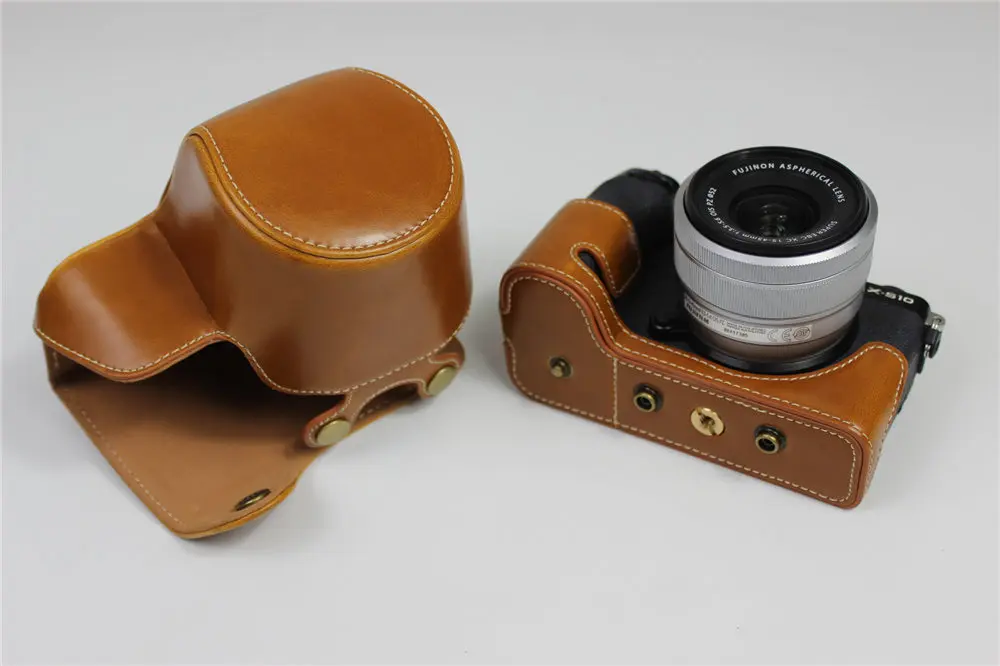 럭셔리 버전 가죽 케이스 보호 커버, Fujifilm FUJI X-S10 XS10 카메라 가방 숄더 스트랩, 배터리 개방 15-45mm 렌즈