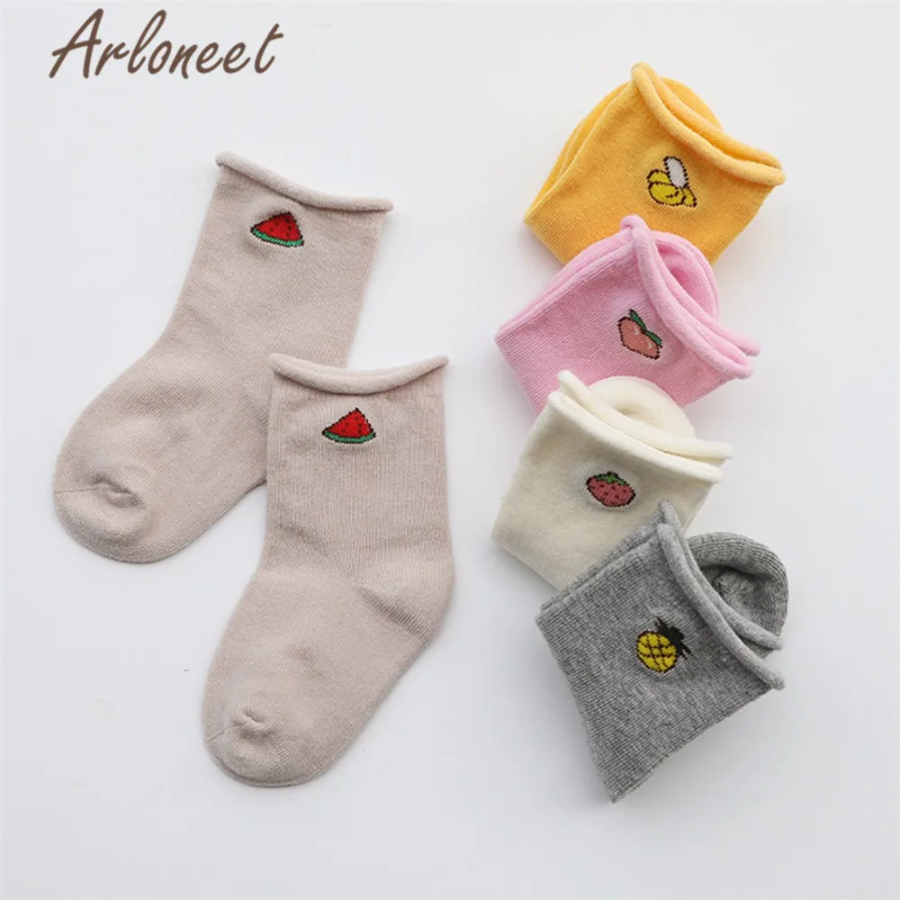 ARLONEET/Носки для новорожденных Нескользящие хлопковые носки для маленьких девочек и мальчиков с фруктовым принтом для девочек г., осенне-зимние носки для мальчиков кроссовки