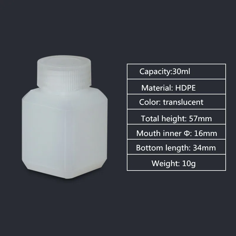 30ML square Пустой из ПВП бутылка узкий рот твердый пластиковый контейнер для жидкости, лосьона, косметической упаковки бутылки пищевой - Цвет: 30ML square