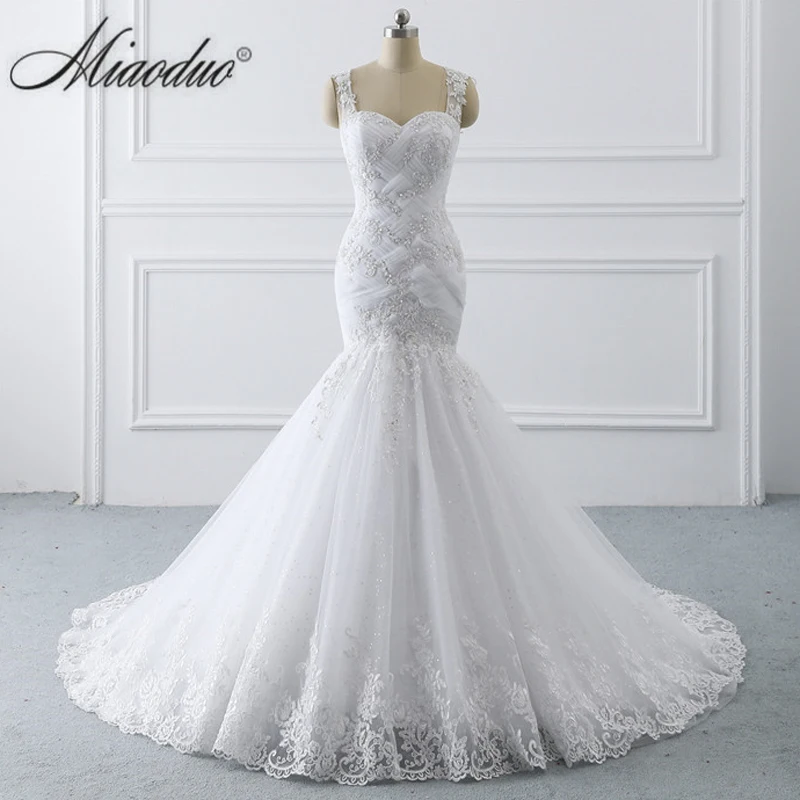 Miaoduo vestidos de novia Tank Illusion Back Appliques кружевные свадебные платья длинный халат de mariage Ghana Новое свадебное платье русалки