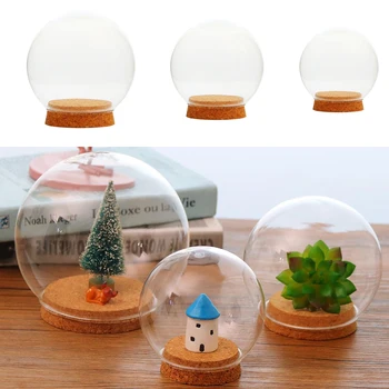 

Glass Ball Shaped Cover Succulent Terrarium Bottle Landscape Terrarium Display Glass Cloche with Wood Cork