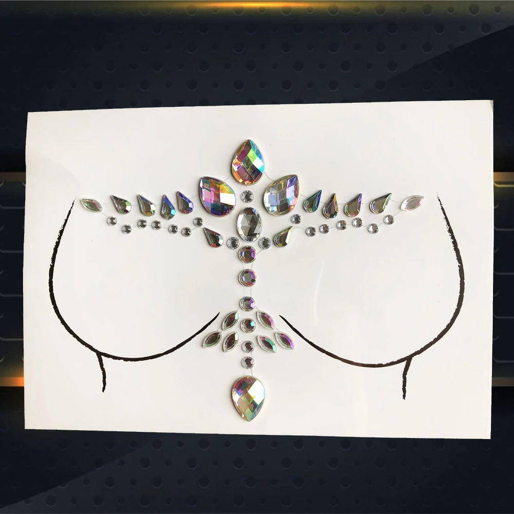 Красивая блестящая наклейка на груди для торжественного фестиваля, временное украшение для сосков, вечерние Блестки с кристаллами