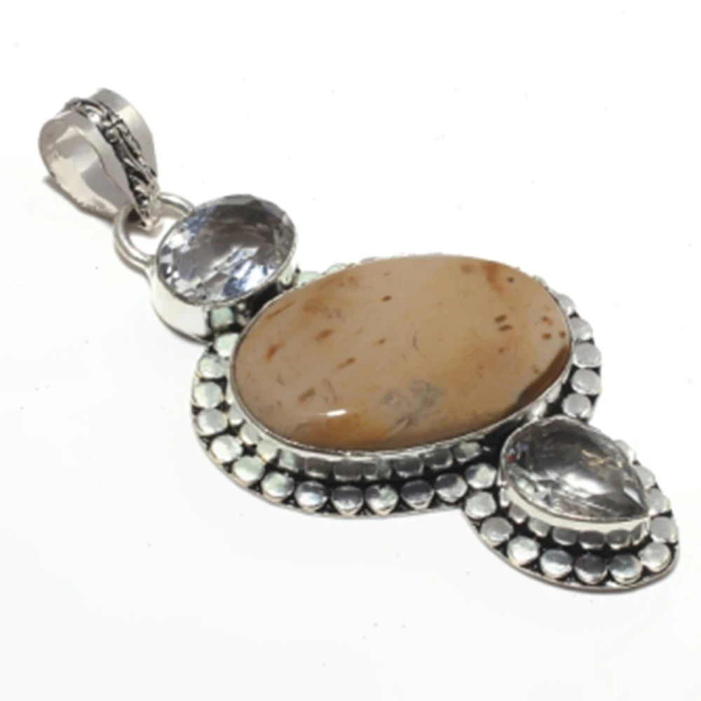 Jaspers + Silenziatori Pendenti Topas Bianchi Sovrapposti Su Rame, 74Mm, P6819