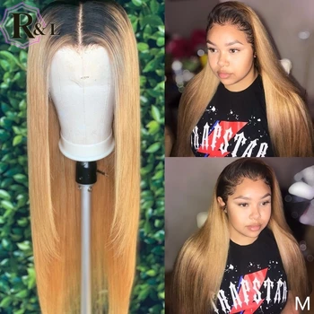 

RULINDA Highlight Straight Brazilian 13X6 Lace Front Human Hair Wigs Ombre Color Remy Hair Lace Wigs 150% Density Free Part