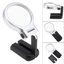 Multifunctional Desktop Handheld Magnifier Jewelry Loupe Adjustable Angle Reading Watch Repair Magnifying Glass LED Desk Lamp