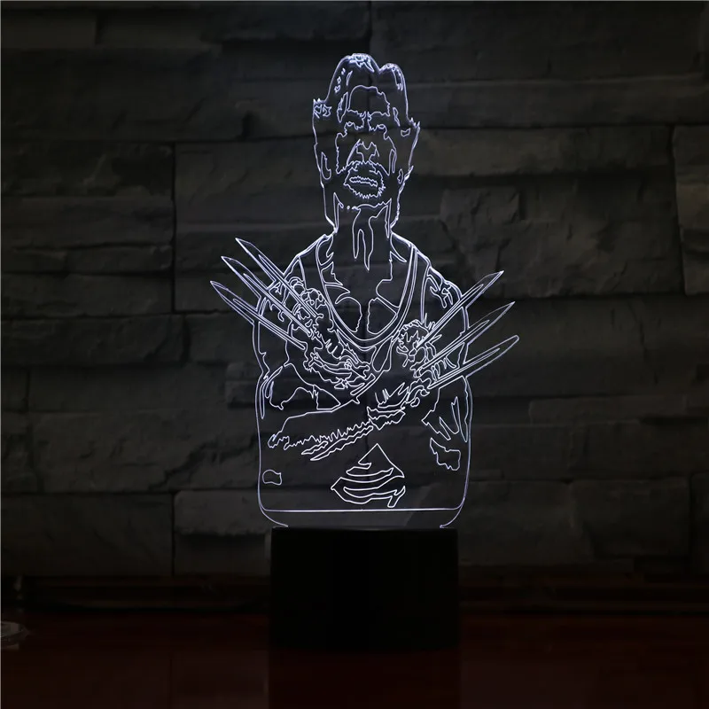 Мультфильм 3D ночник крутые фигурки Росомаха X-men светодиодный лампы многоцветные Детские Lampara AA батарея для детей подарок ко дню рождения 1334