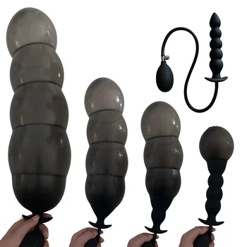 Expansion Diameter 14cm Inflatable Dildo Anal Plug With 5 Beads Built-in Silicone Column Huge Butt Plug Ass Dilator Anal Sex Toy 3