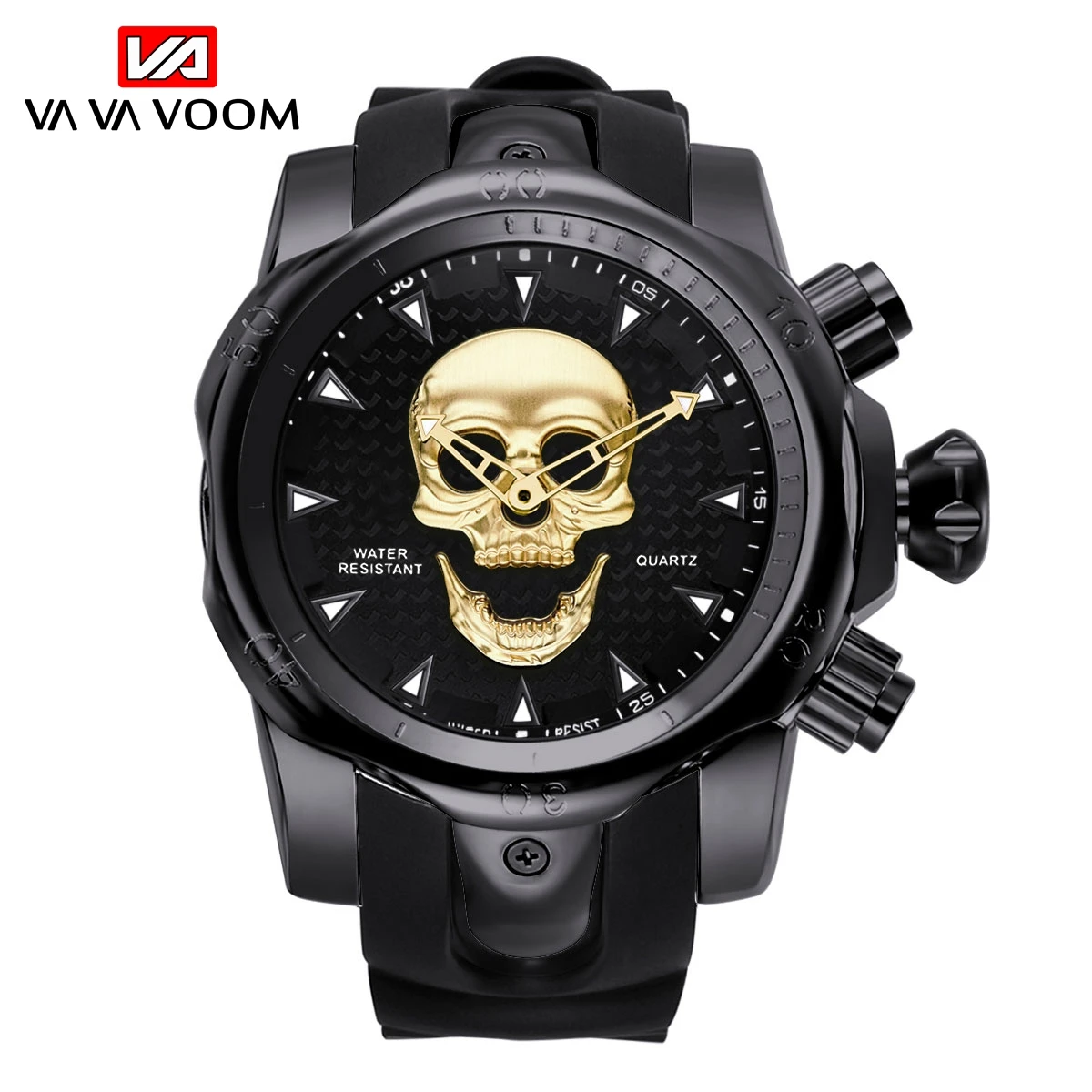 51mm Big Dial Gold Black Silicone Band Rubber Sport Watch Skeleton Skull Head Men Fashion Silica gel Relogios Masculinos Watches | Наручные