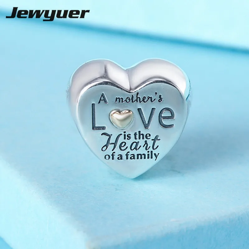 

Новые шармы в виде сердца семьи с золотым сердцем, подвеска из бусин, серебряные браслеты, сделай сам, подарок на любовь, Изящные Ювелирные изделия