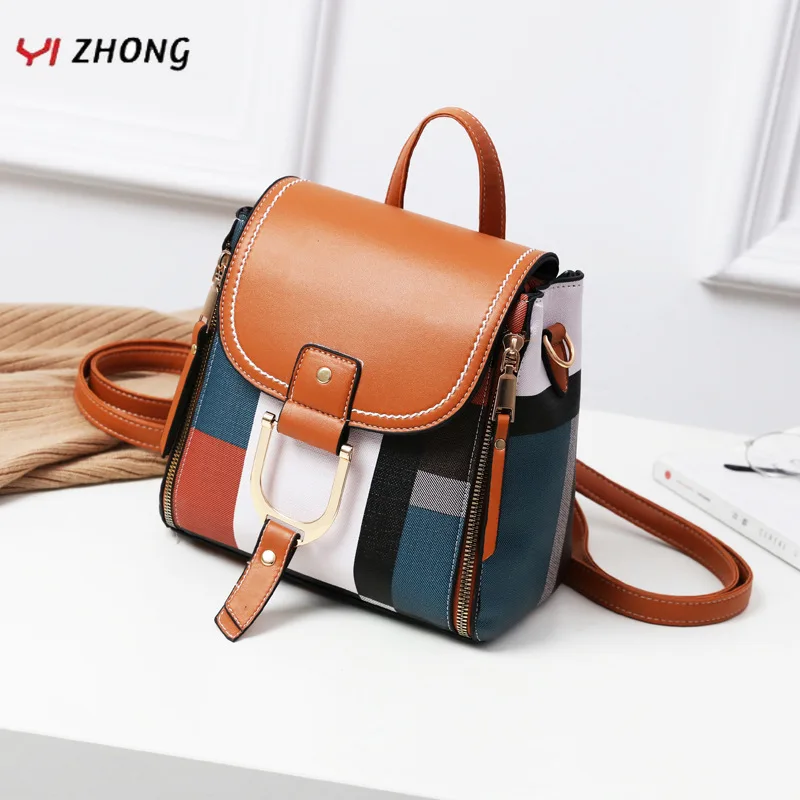  KM Fashion Mini Backpack Women Soft Touch Multi-Function Small Backpack Female Leather Shoulder Bag - 33016774031